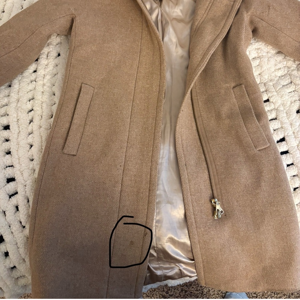 J.crew tan with cold zipper pea coat.